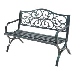 Banc de jardin 127 x 53 x 79 cm acier gris fonc&eacute; avec patine verte 03_0008964