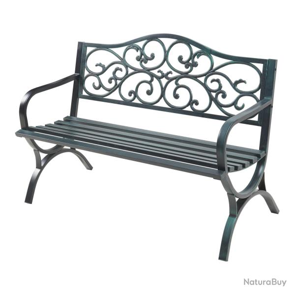 Banc de jardin 127 x 53 x 79 cm acier gris fonc� avec patine verte 03_0008964
