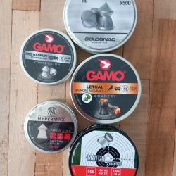 Lot 5 bo&icirc;tes de diabolos 4,5mm de 0,34g &agrave; 0,56g reste environ 1250 pi&egrave;ces