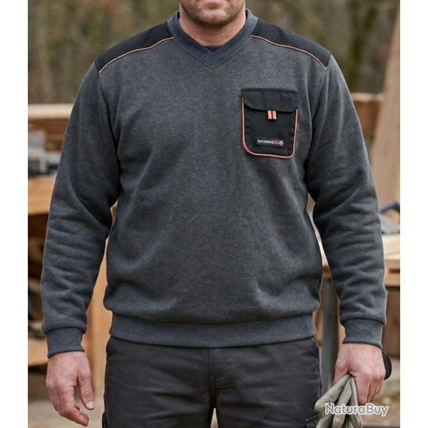 TERRATREND 3815GN -- Sweat col V gris : la touche casual dynamique L