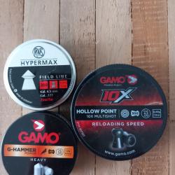 Lot 3 bo&icirc;tes diabolos (2 GAMO 0,49g et 1g) et (HYPERMAX 0,34g) 900 pi&egrave;ces
