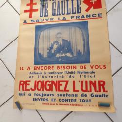 affiche politique post ww2 G&eacute;n&eacute;ral De Gaulle guerre Alg&eacute;rie 1958 1967 anc&ecirc;tre RPR