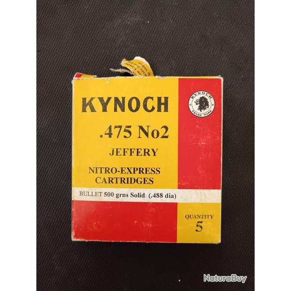 MUNITIONS KYNOCH .475 N�2 JEFFERY 500 GRNS SOLID