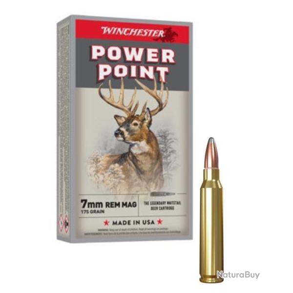 MUNITIONS WINCHESTER CALIBRE 7MM REM MAG POWER POINT 175gr - 11.3g x20