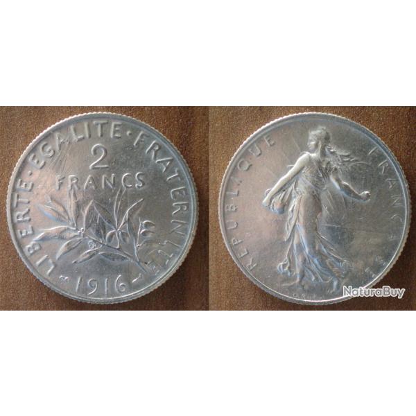 France 2 Francs 1916 Semeuse Piece Argent Europe Franc Frcs Frc Frs