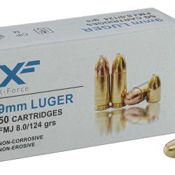 Cartouches ATS X-FORCE Calibre 9mm 124grs (8g) - Boite de 50 unit&eacute;s