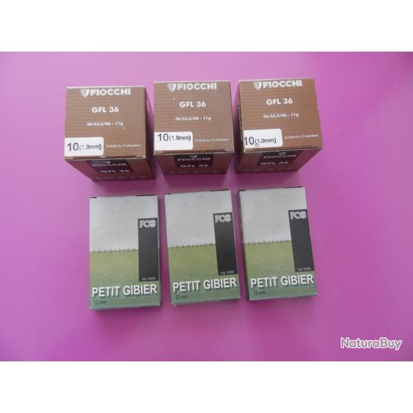 Petit lot de cartouches de 12 mm 410 65 et 50 FIOCCHI et FOB