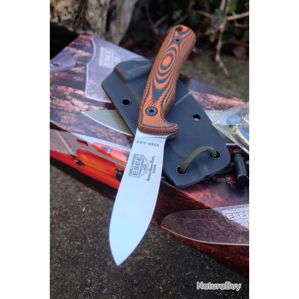 Couteau ESEE Ashley Game Lame Acier S35VN SW Manche Black/Orange G10 Etui Kydex Made USA 35VOR