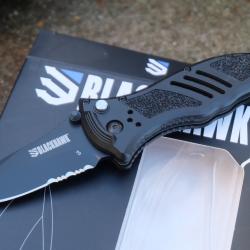 Couteau Blackhawk CQD Small Lame Acier D2 Combo Manche Black FRN Brise Vitres Button Lock