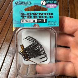 P&Ecirc;CHE Owner ST-36 BC X Treble Hook Black Size 1