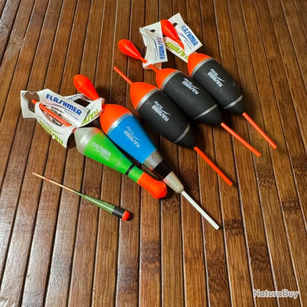 P�CHE LOT 6 FLOTTEURS BOUCHONS FLASHMER