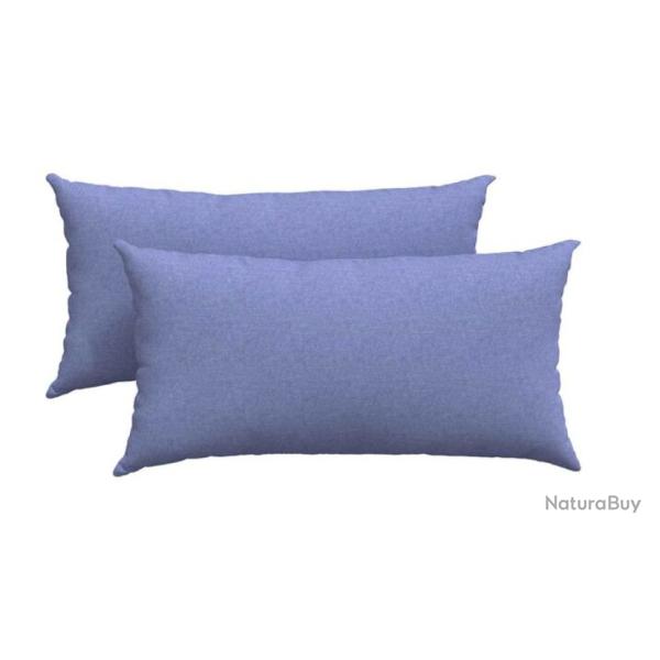 Coussins canap� tissu bleu denim 80x40 cm doux d�coratifs