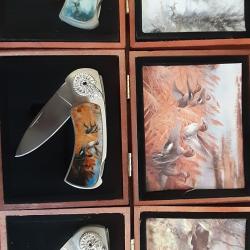 12 couteaux collection chiens de chasse et gibier.