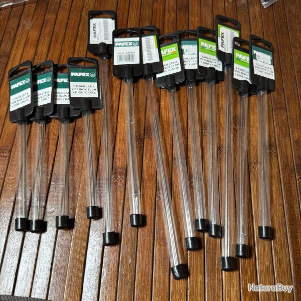 P�CHE GRAND LOT D'AIGUILLES A VIFS INOX PAFEX 4 tube de Deux 12 cm et 9 tubes de Deux 17 cm