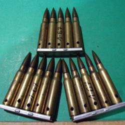 15 munitions 7,5x54 MAS / clip de 67, &eacute;tui laiton, balle blind&eacute;e tombac , neutralis&eacute;es
