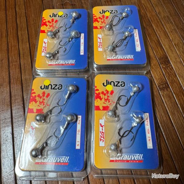 LOT P�CHE 4 paquets HAMECON LONG lot 4 t�tes plomb�es GRAUVELL JINZA