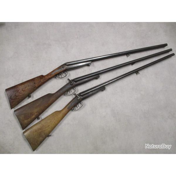 Lot de 3 Fusils HUSQVARNA mod�le 1877, Cal 16 � chiens, � 1 euro sans prix de r�serve!!!