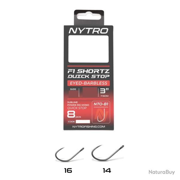 NYTRO BAS DE LIGNE NTO-B1 BARBLESS F1 SHORTZ QUICK STOP 3"/7,5CM NYTRO 0,13mm 16 3"/7,5cm