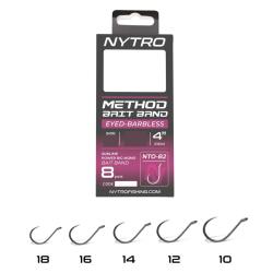 NYTRO BAS DE LIGNE NTO-B2 BARBLESS METHOD BAIT BAND 4"/10CM NYTRO 0,15mm 18 4''/10cm