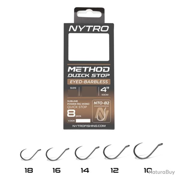NYTRO BAS DE LIGNE NTO-B2 BARBLESS METHOD QUICK STOP 4"/10CM NYTRO 0,23mm 10 4''/10cm