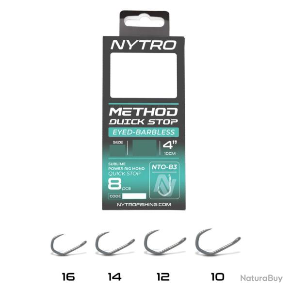 NYTRO BAS DE LIGNE NTO-B3 BARBLESS METHOD QUICK STOP 4"/10CM NYTRO 0,25mm 10 4''/10cm