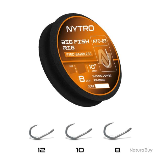NYTRO BAS DE LIGNE NTO-B3 BARBLESS BIG FISH 10"/25CM NYTRO 0,25mm 12 10"/25cm