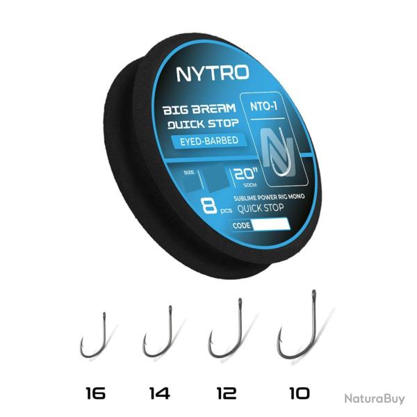 NYTRO BAS DE LIGNE NTO-B1 BARBED BIG BREAM QUICK STOP 20"/50CM NYTRO 0,13mm 16 20"/50cm