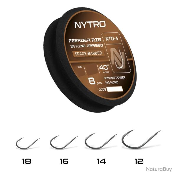 NYTRO BAS DE LIGNE NT04 BARBED FINE FEEDER 40"/100CM NYTRO 0,11mm 18 40"/100cm