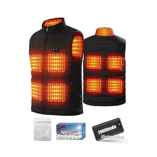 GILET CHAUFFANT 9 Zones + Batterie 20Ah | Veste Thermique CHASSE, P�CHE & TRAVAIL