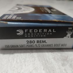 Munitions Federal 280R - 150 grains Soft Point - boite de 20 - 1� sans prix de r&eacute;serve