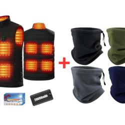 PACK &Eacute;QUIPAGE - Gilet Chauffant + Batterie 20Ah + LOT DE 4 Tours de Cou