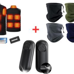 PACK ARMURE THERMIQUE - Gilet + Batterie 20Ah + 2 Chaufferettes + 4 Tours de Cou