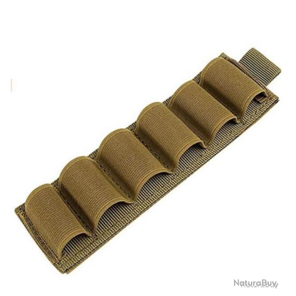 CARTOUCHI�RE VELCRO 6 EMPLACEMENTS CALIBRE 12 - KAKI