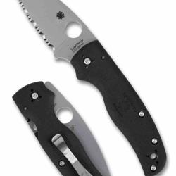 Couteau Spyderco Shaman Lightweight Lame Serr Acier CTS-BD1N Manche Black FRN Made USA SC229SBK