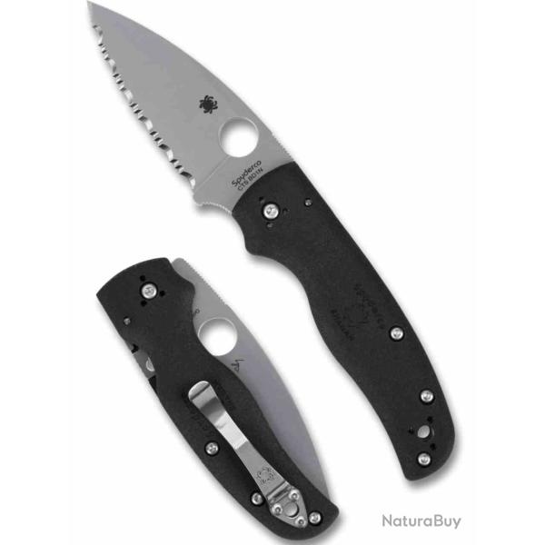 Couteau Spyderco Shaman Lightweight Lame Serr Acier CTS-BD1N Manche Black FRN Made USA SC229SBK