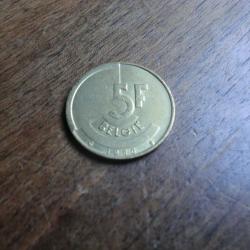 monnaie belgique 5 francs   1986