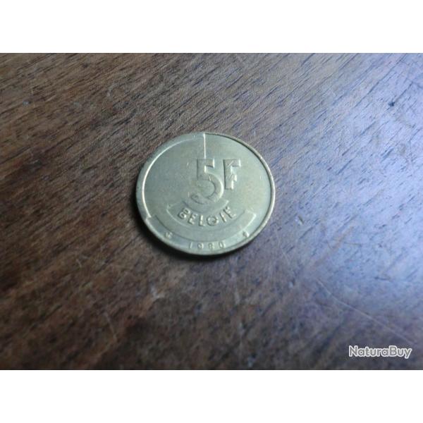 monnaie belgique 5 francs   1986