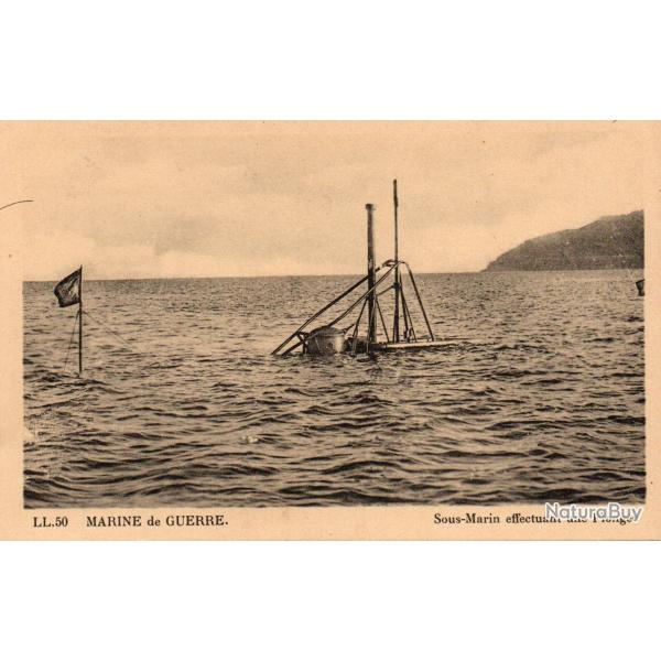 Carte Postale Ancienne Sous-Marin Marine de Guerre N�7077