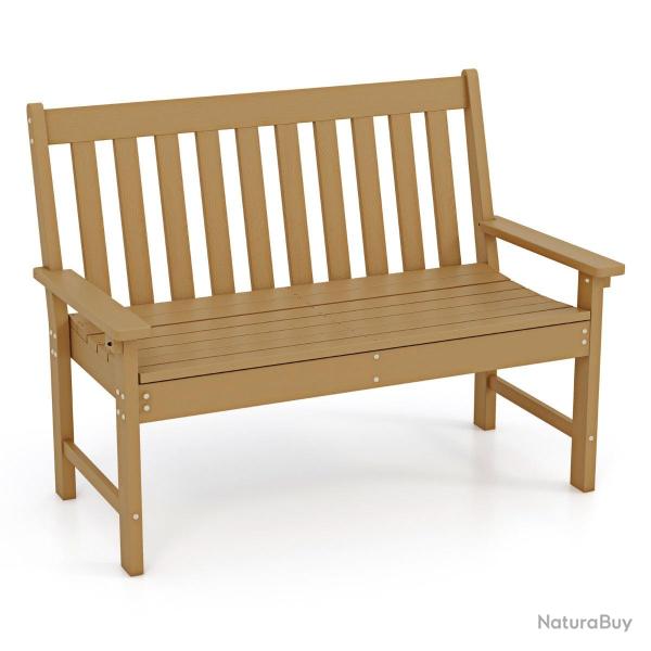 Banc de jardin en hdpe 132 x 65 x 91 cm charge 320 kg assise incurv�e et dossier ergonomique en caf