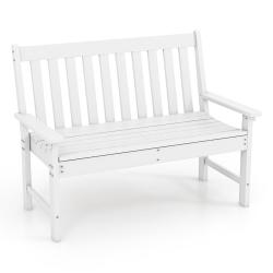 Banc de jardin 132 x 65 x 91 cm avec dossier ergonomique et accoudoirs confortables style scandinav