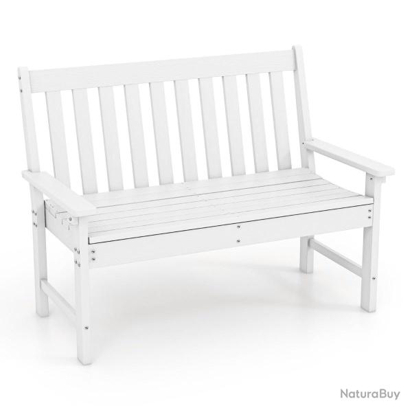 Banc de jardin 132 x 65 x 91 cm avec dossier ergonomique et accoudoirs confortables style scandinav