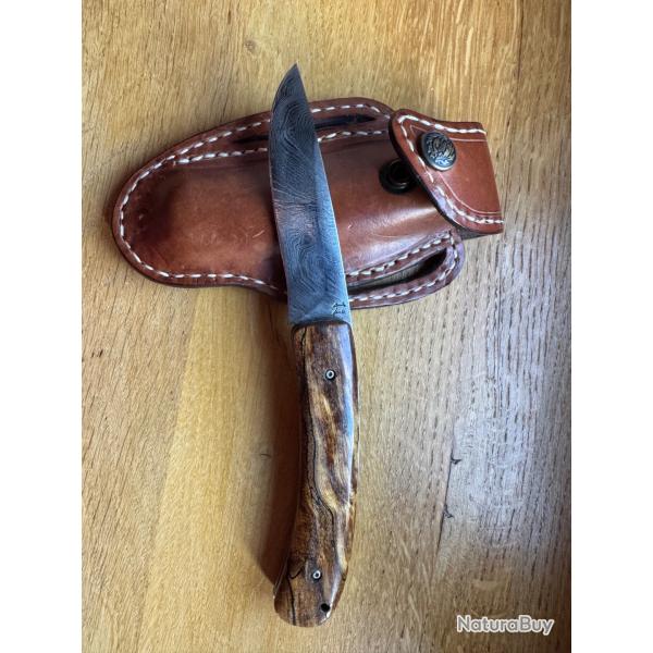 Couteau pliant  chasse v�ritable Damas Jo�l Grandjean