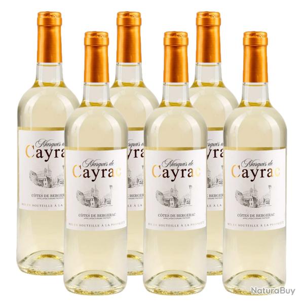 C�tes de Bergerac moelleux Marquis de Cayrac  vin blanc AOC - 2024 - 6 bouteilles de 75cl