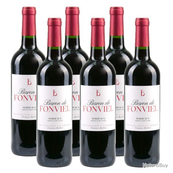 Bordeaux Rouge Baron de Fonviel - Vin AOP - 6 bouteilles de 75cl
