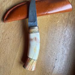 Couteau droit chasse v&eacute;ritable Damas