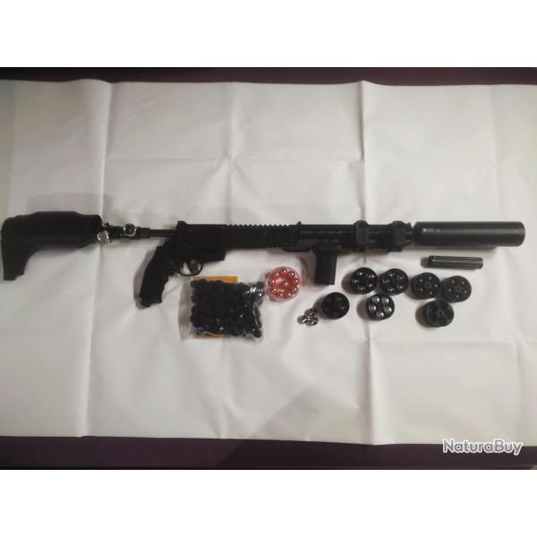 T4E HDR68 / TR68 Umarex 19,9 Joules customis� en HPA avec son silencieux et ses accessoires