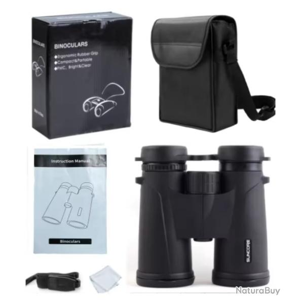 Jumelles 10x42 HD Compactes Robustes Observation Oiseaux Chasse Voyage Camping grande vue 143m/1000m