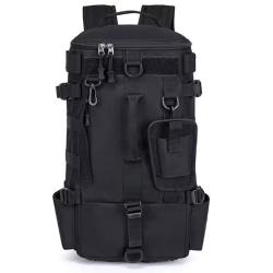 Sac &agrave; Dos de P&ecirc;che Multifonctionnel avec Porte Cannes Camping Tactique en plein air Noir