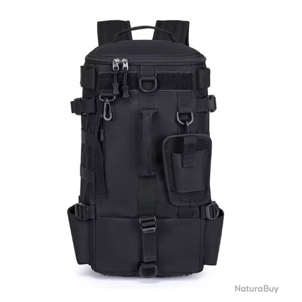 Sac � Dos de P�che Multifonctionnel avec Porte Cannes Camping Tactique en plein air Noir