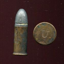 .44 Long Rim Fire - cartouche US peu courante - &eacute;tui cuivre de 24.4 mm - marquage : U